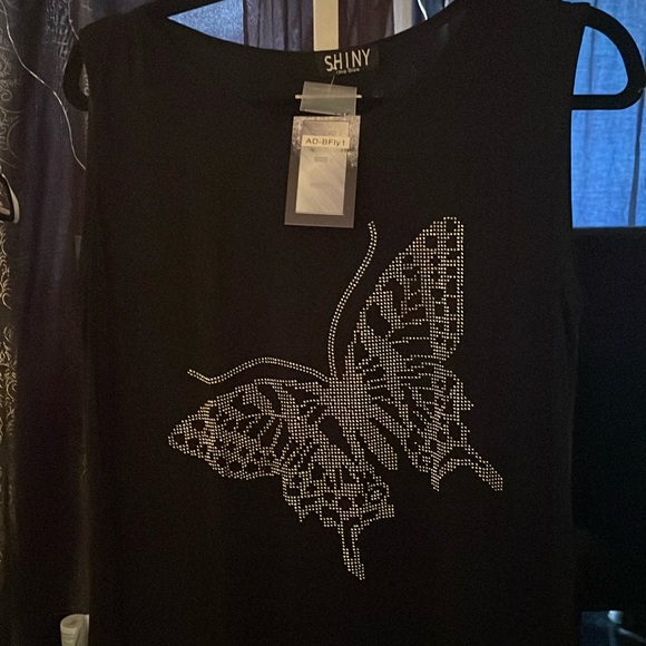 Big butterfly rhinestone fit and flare maxi dress NWT one size extremely stretch - Picture 3 of 4